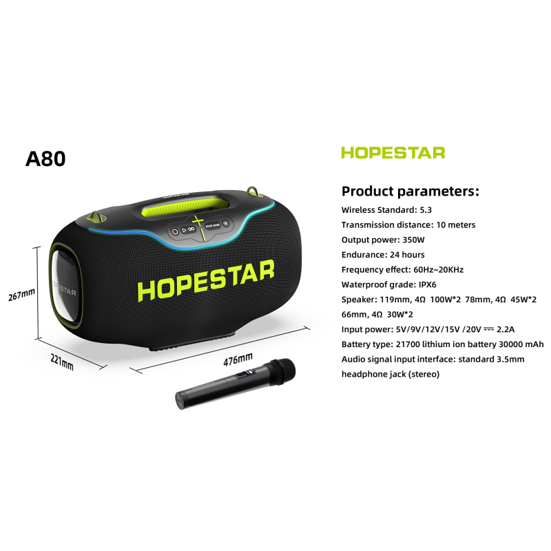 New Original HOPESTAR A80 350W - Bluetooth Speaker Waterproof recensione e prezzo